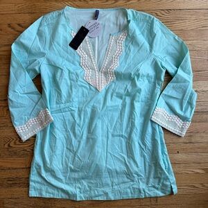 NYDJ Crochet Tunic Womens Med Slimming Shapewear Beachy Coastal Grandma MSRP$108